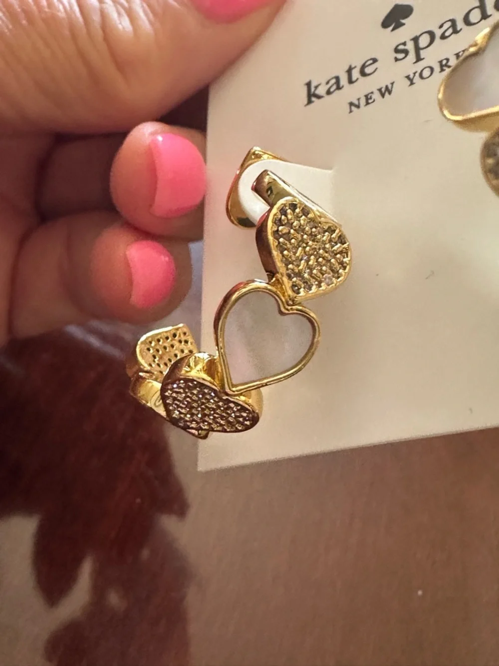 KATE SPADE Take Heart Huggie‎ Earrings NEW